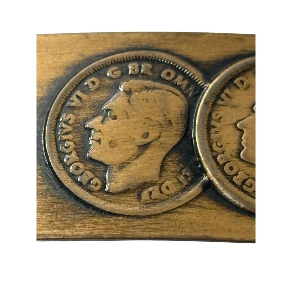 Coin Belt Buckle Great Britain King George Georgivs Vi Omn Rex Fidei Def Vintage